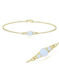 Gold Plated Multiple Opal Silver Bracelet BRS-231-GP